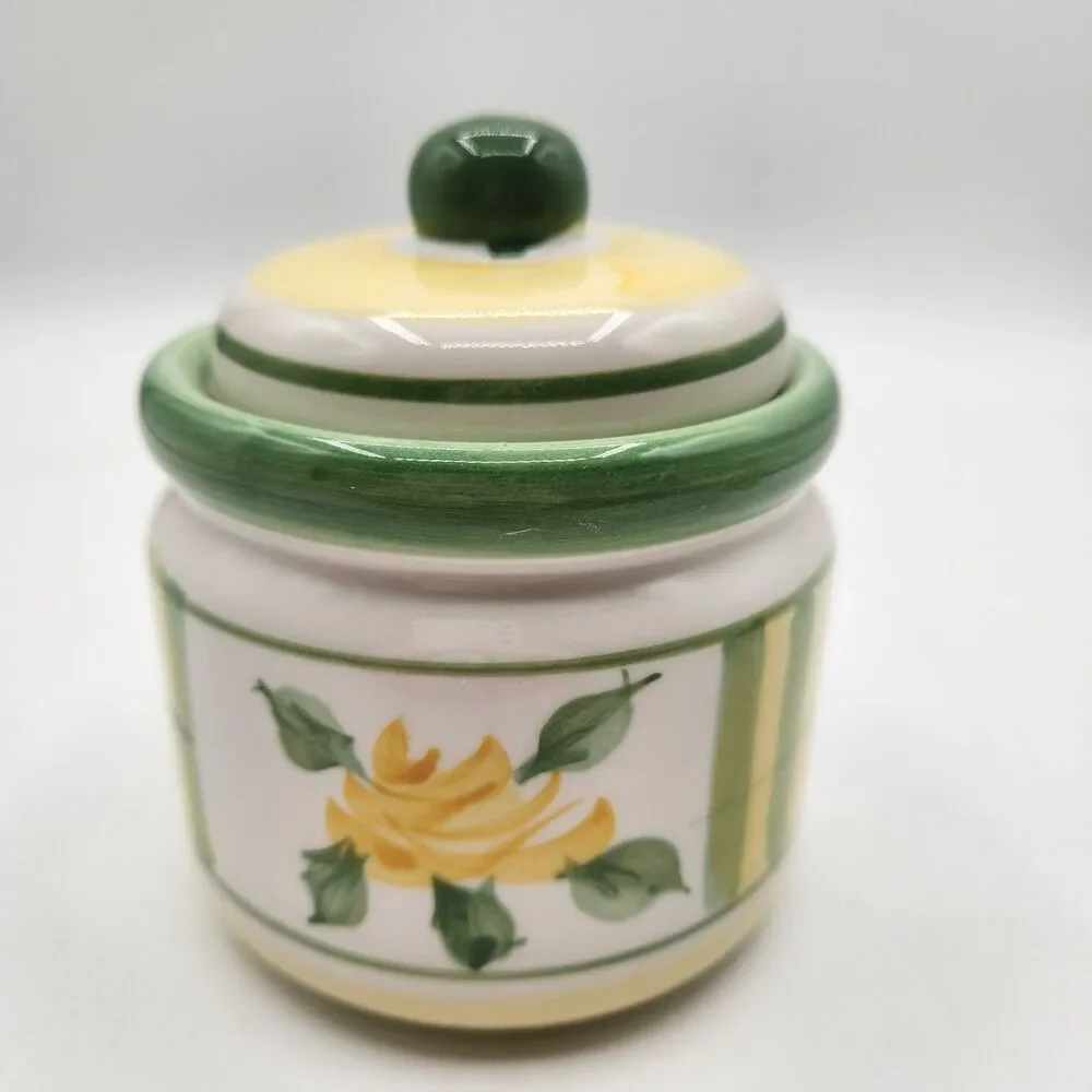 Royal Norfolk Tea Set 4 Pc Green Yellow Rose Tea Pot Sugar Creamer Napkin Holder